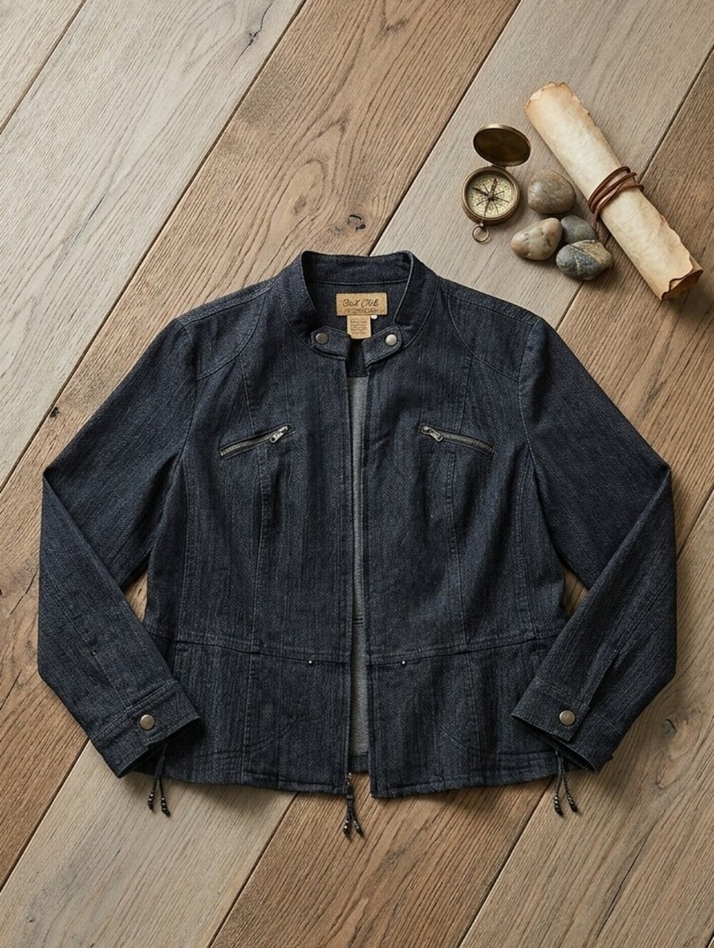 Peck & Peck Dark Charcoal Utility Jacket with Zip Pockets